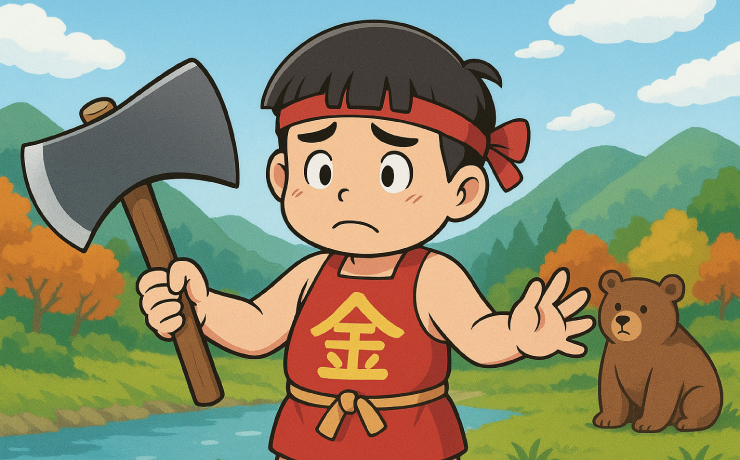 まさかりを担いでいると銃刀法違反になるから他のものを担ごうと考えている金太郎。なにを担ぐ?2