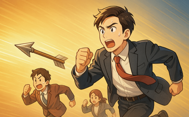 ことわざもじり。『光陰矢の如し』をもじって面白くしてください。