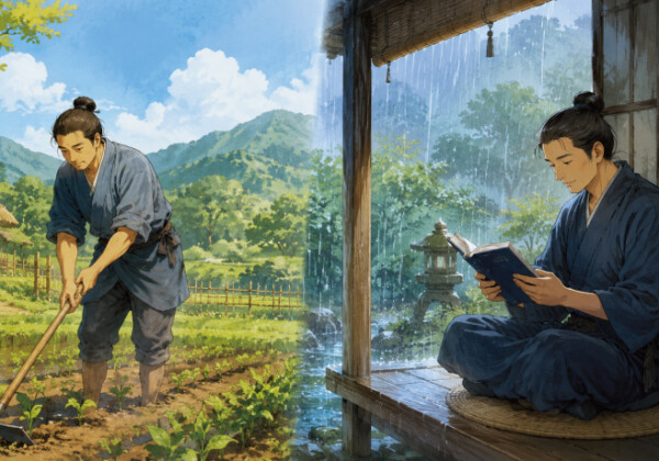 「晴耕雨読」をあなた流にアレンジしてください！晴れの日は◯◯、雨の日は◯◯！