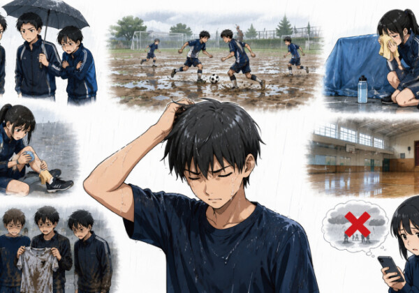 雨の日の部活で起きがちなことはなんですか?